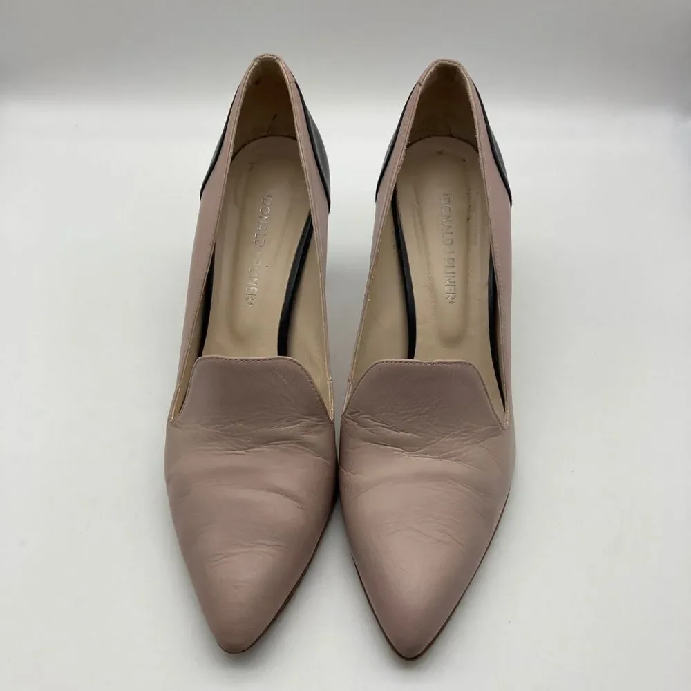 Women’s Pointed Toe Kitten Heel Pumps in Blush and Black